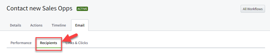 Screenshot showing the Recipients tab of a workflow