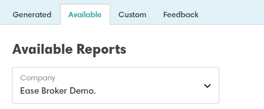 Screenshot showing the Company reports option in Ease