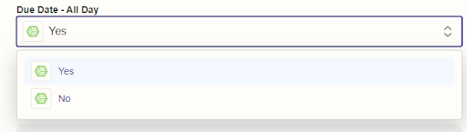 Screenshot showing the Due Date - All Day field