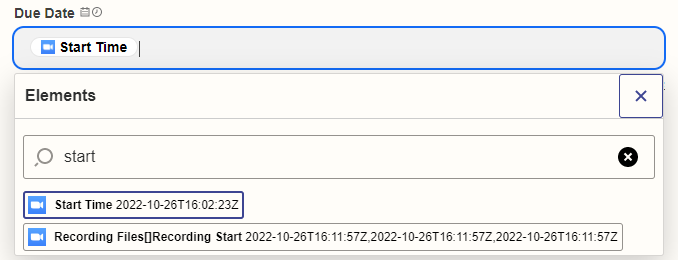Screenshot showing the Due Date field