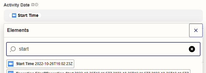 Screenshot showing the Activity Date field