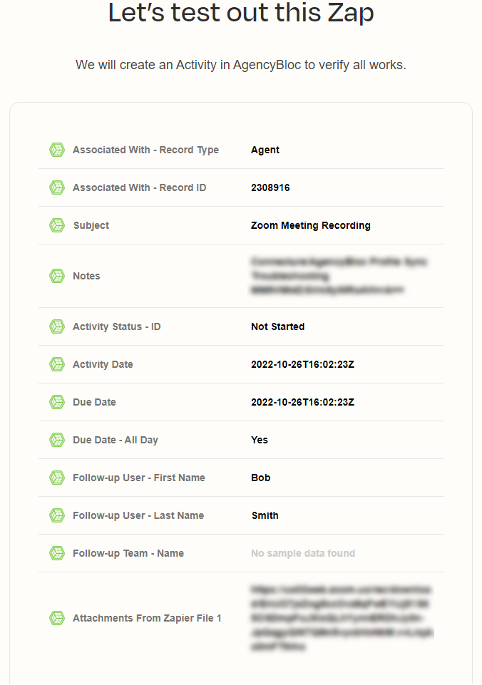 Screenshot showing the Zap test results