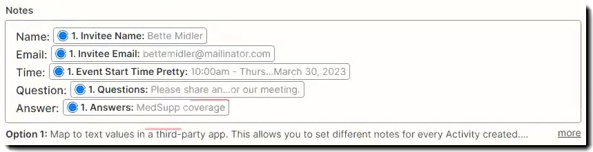 Screenshot showing the Notes field