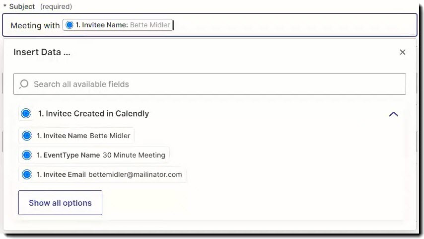 Screenshot showing the Subject field