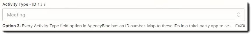 Screenshot showing the Activity Type - ID field