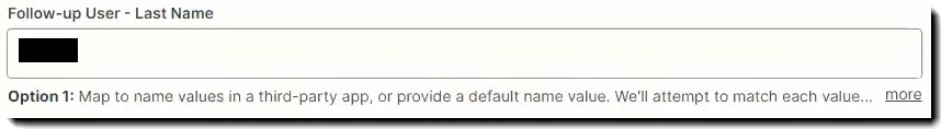 Screenshot showing the Follow-up User - Last Name field