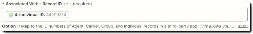 Screenshot showing the Associated With - Record ID field