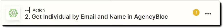 Screenshot showing the Get Individuals by Email Address action step
