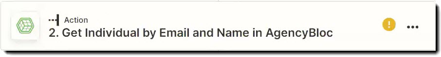 Screenshot showing the Get Individuals by Email and Name action step