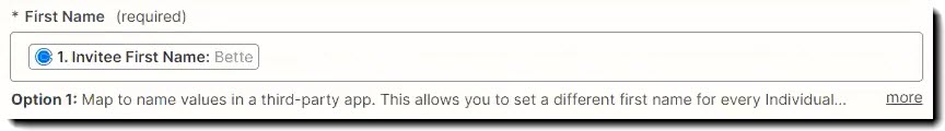 Screenshot showing the Individual First Name field