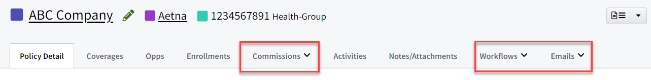 Screenshot showing the updated tab navigation on a Group record