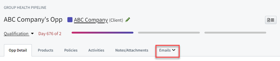 Screenshot showing the updated tab navigation on a Sales Opportunity record