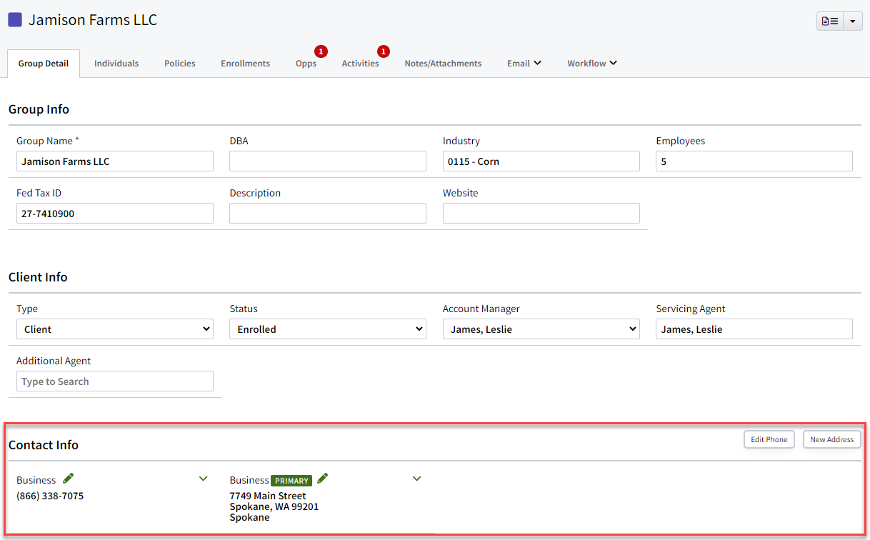 Screenshot showing the Group Detail tab after the update