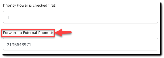 Screenshot showing where to add a forwarding number to a new after hours schedule