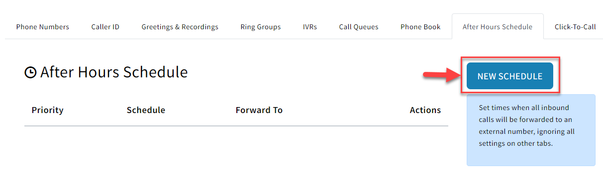 Screenshot showing how to add a new schedule