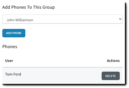 Screenshot showing where to add user phones to a ring group
