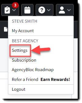Screenshot showing how to navigate to agency-level settings