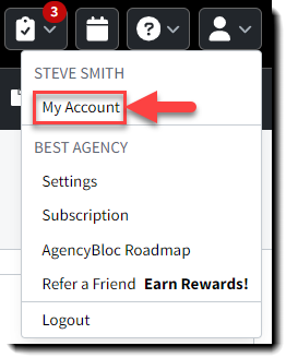Screenshot showing how to navigate to the user account profile