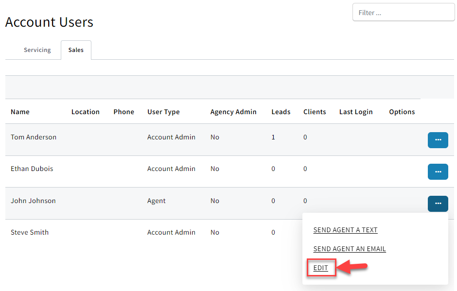 Screenshot showing how to edit a user's Record Type permissions