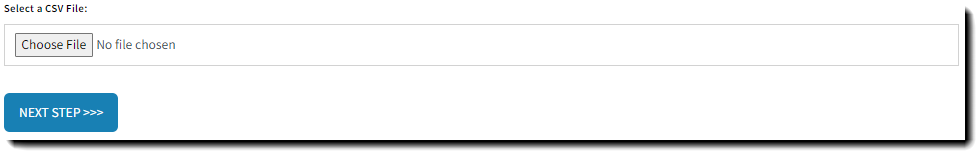 Screenshot showing where to choose and upload the CSV file for import