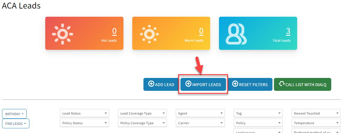 Screenshot showing where to initiate a Sales Record import