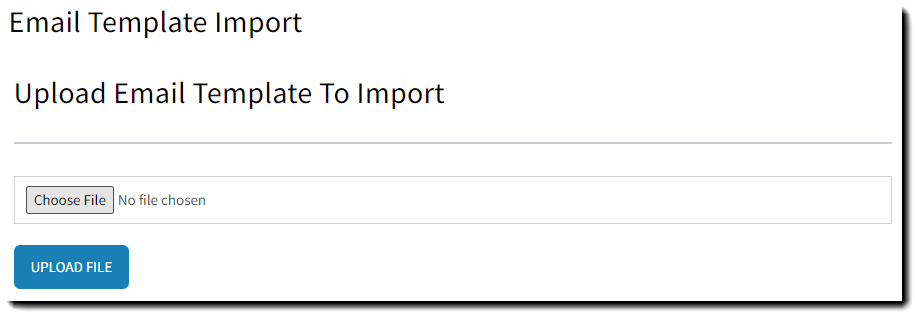 Screenshot showing the template import page