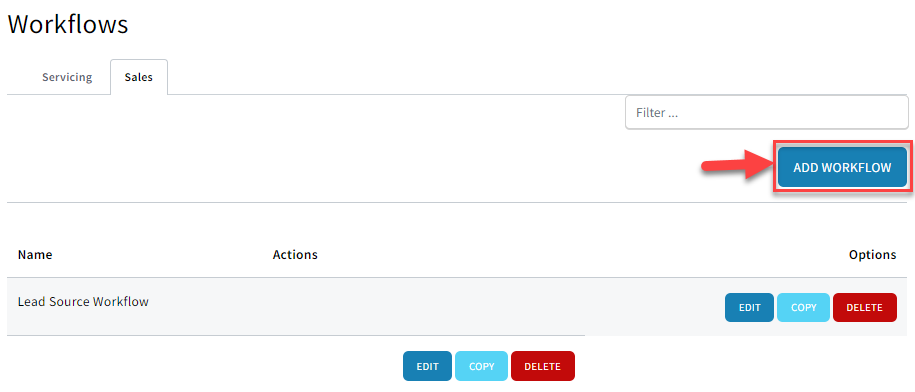 Screenshot showing how to add a new workflow