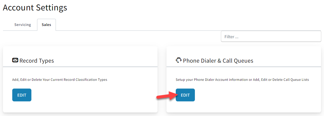 Screenshot showing how to navigate to the Click-To-Call setting