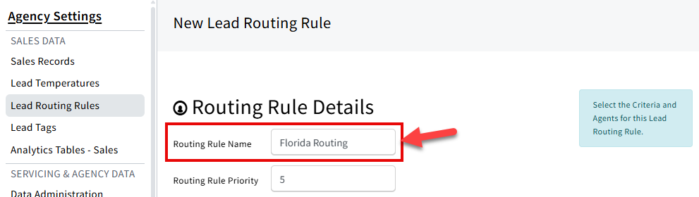 Screenshot showing the rule name