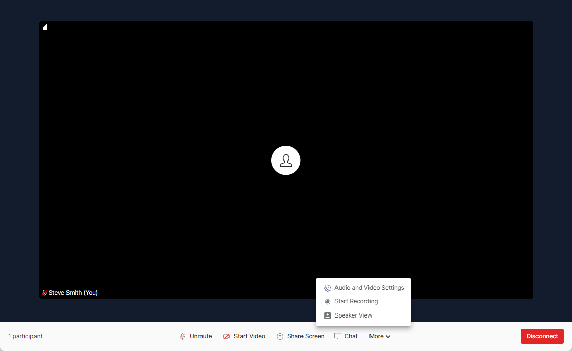 Screenshot showing the video call settings menu