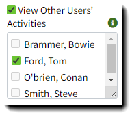Screenshot showing the View Other Users' Activities field