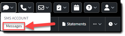 Screenshot showing how to access SMS message history