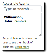 Screenshot showing the Accessible Agents field