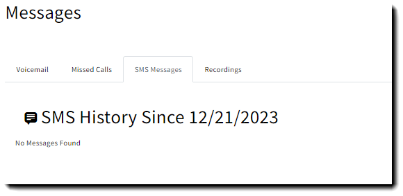 Screenshot showing the SMS Messages tab