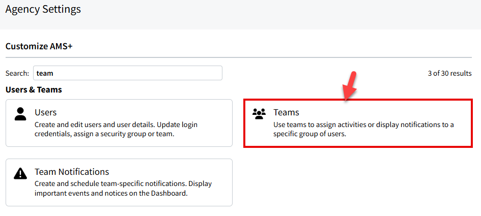 Screenshot showing how to navigate to Team settings