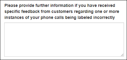 Screenshot showing the field for adding further information on the caller registry website