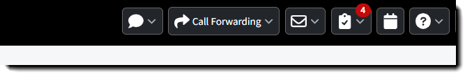 Screenshot showing the Phone icon in the header navigation when call forwarding is active