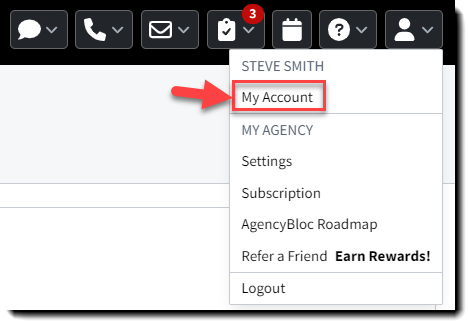 Screenshot showing how to navigate to my user account settings