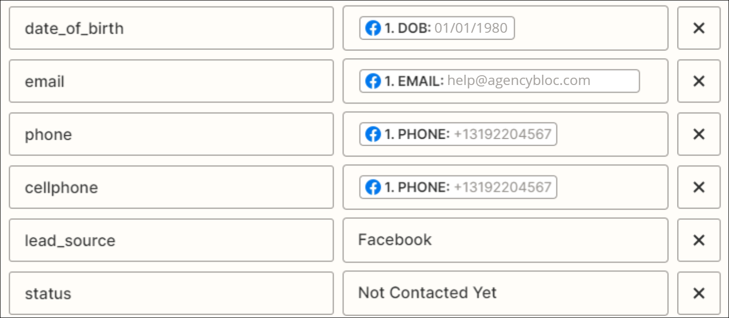 Screenshot showing how to add the additional API paramters to the Zap action