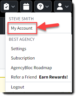 Screenshot showing how to navigate to My Account settings