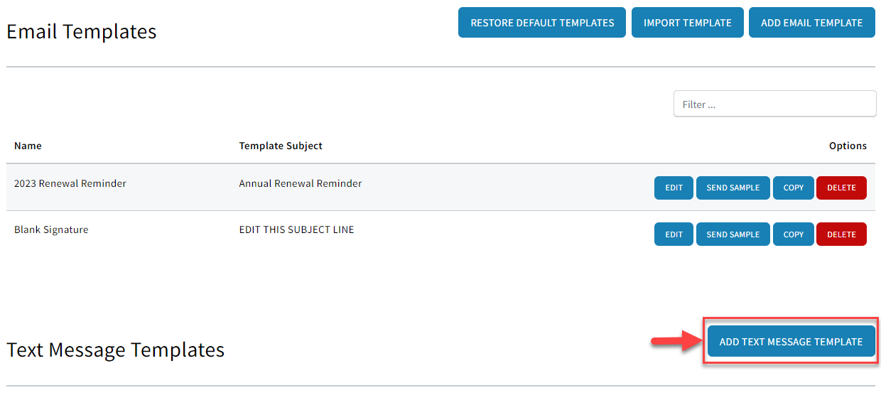 Screenshot showing how to create a text template