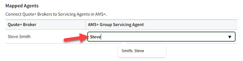 Screenshot showing how to choose a Servicing Agent to map to a Broker
