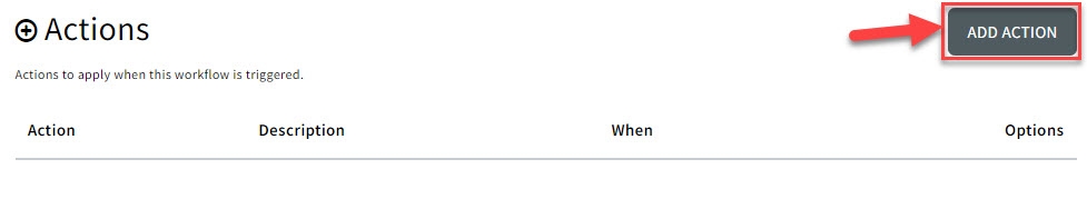 Screenshot showing how to add an action to the Sales Workflow