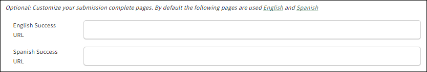 Screenshot showing where to add success URLs
