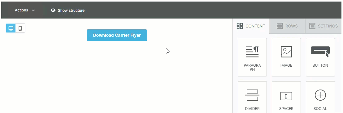 Animated image showing how to edit the BUTTON's content properties