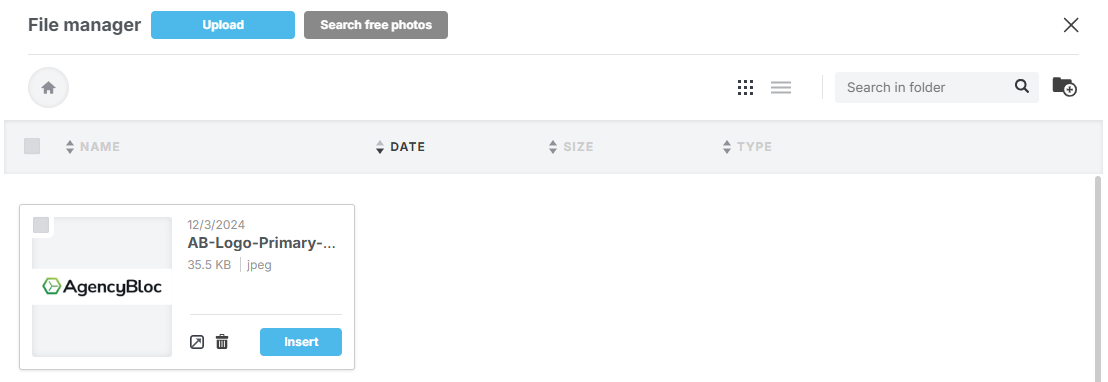 Screenshot showing an uploaded file in your file manager