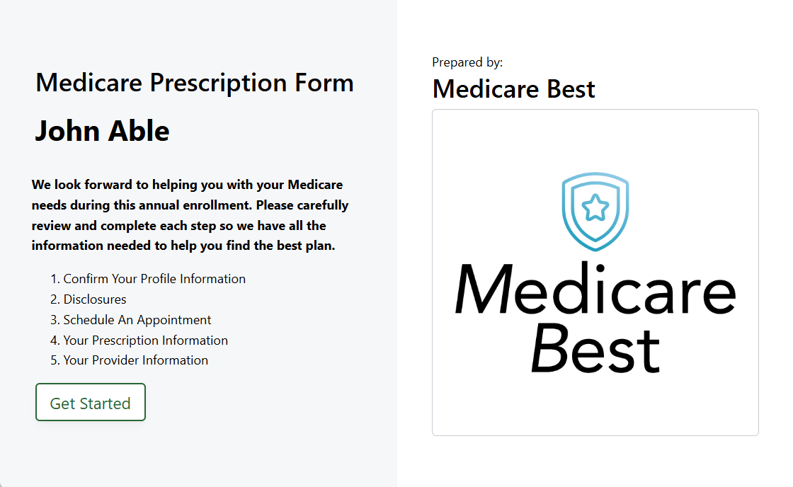 Screenshot showing the Cover Page in an Rx Collect form