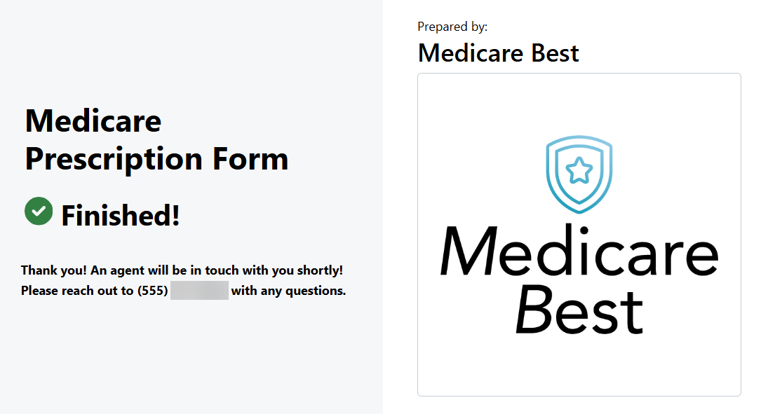 Screenshot showing the Confirmation Page in an Rx Collect form