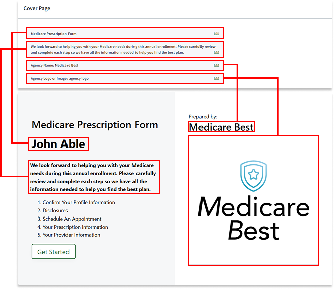 Image showing Rx Collect settings mapping to the Cover Page in an Rx Collect form