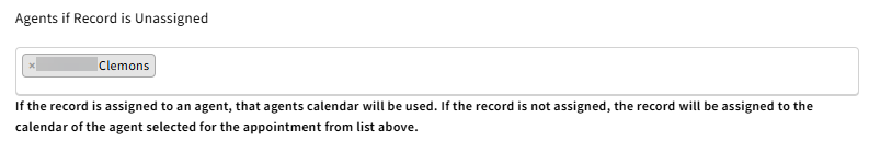 Screenshot showing the Agents if Record is Unassigned field in the Appointment Scheduler setup modal